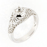 Art Deco Style Sterling Silver Semi Mount Ring Setting Round 3x3mm - Syzjewelry